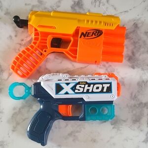 Nerf and Zuru X-Shot Toy Blaster Set - Orange, Yellow, Blue